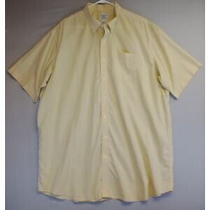 LL Bean Button Down Shirt Men XXL Tall Yellow Check Traditional Fit Short Sleeve